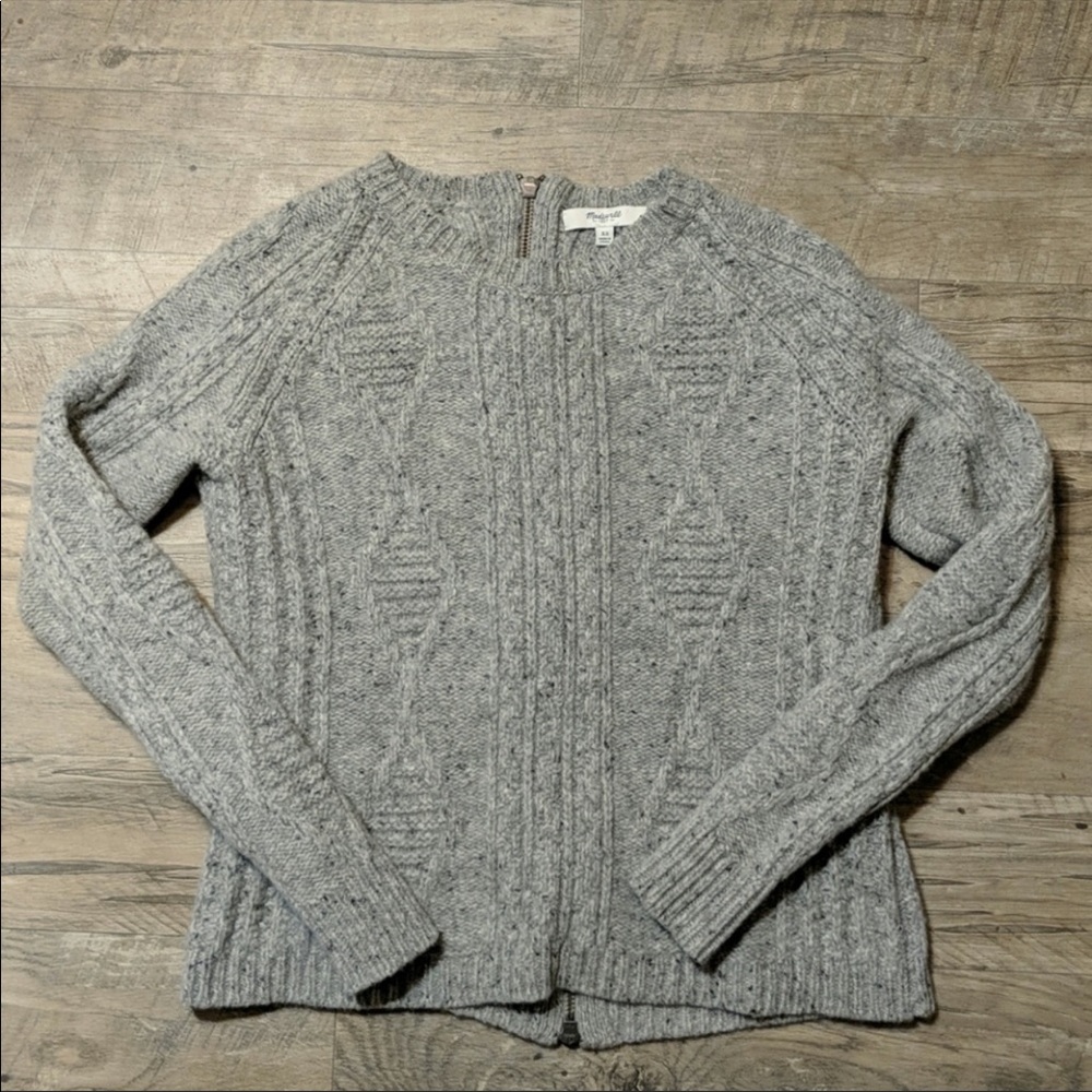 Madewell Palisade Cableknit Sweater w Back Zip XS